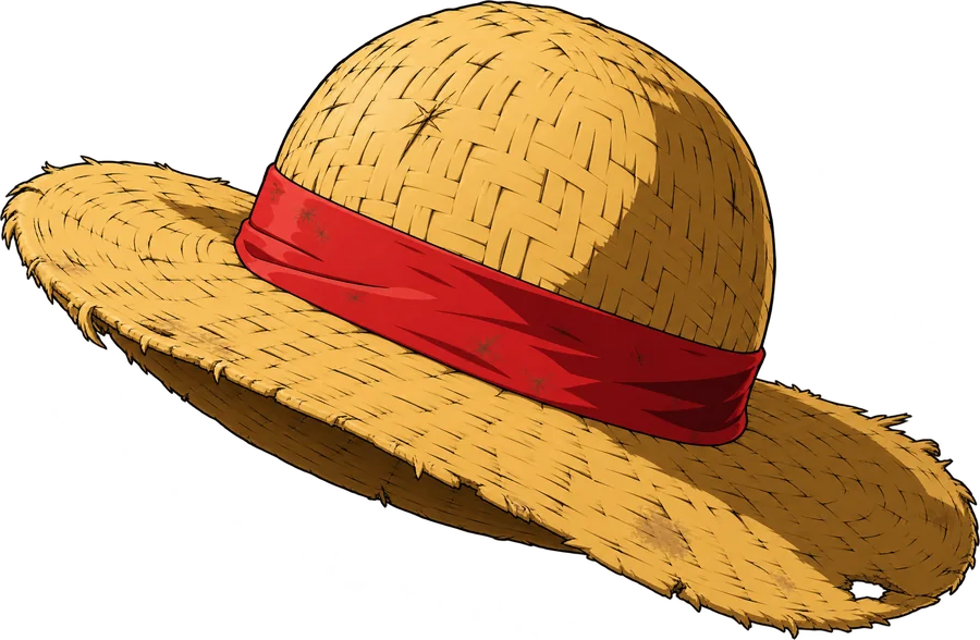 Sombrero de paja con listón rojo